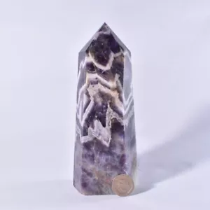 Natural Dream Amethyst Quartz Crystal Obelisk Wand Tower Point Healing 165mm - Foto 1 di 6