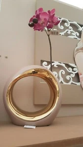 Estatua Escultura Cerámica Moderna Abrecartas Jarrón Tórtola Oro - Imagen 1 de 6