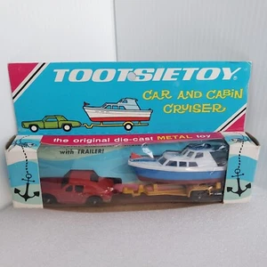 ~TootsieToy~ 1969 Car & Cabin Cruiser Vintage & Original MIB MOC DieCast Metal - Picture 1 of 9