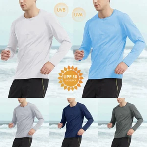 Outdoor Men Long Sleeve Shirts UPF 50+ Sun UV Protection Sunscreen Quick-Dry Top - Picture 1 of 20