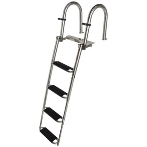 Avalon Pontoon Boat Folding Ladder | 4 Step 60 Inch Stainless - Picture 1 of 7