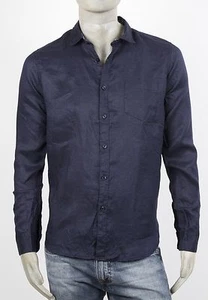 CAMICIA MARKUP IN LINO 100% BLU TASCHINO MANICA LUNGA CON DETTAGLI - Foto 1 di 1
