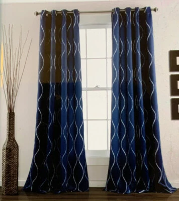 🛖 Cortina de ventana de oscurecimiento de habitación con remolino decoración exuberante 2 paneles 95" x 52" 🆕 Foto 1 de 3