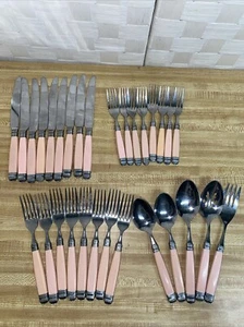 30 Pieces Mikasa Continental Pink Stainless Silverware Flatware Laslo Japan - Picture 1 of 9
