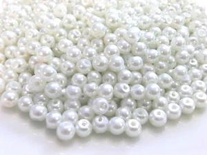 Glasperlen rund weiß 4mm zum auffädeln Glaswachsperlen 1000 pcs DIY basteln - Bild 1 von 1