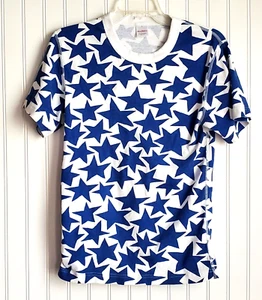 Hanna Andersson T-Shirt Top Damen S weiß/blau Sterne Nahtnaht S/S dehnbar - Bild 1 von 10