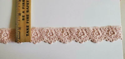 Encaje vintage/antiguo algodón rosa 8 3/4 yardas Foto 1 de 4