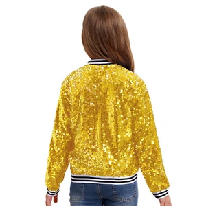 Kids Girls Coat Hip-Hop Baseball Jackets Solid Color Outerwear Jazz Latin Shiny - Picture 1 of 80