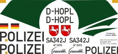 Decal 469 SA 342J Gazelle Police Niedersachsen D-HOPL - Image 1 of 2