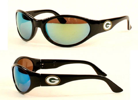 Green Bay Packers NFL Black Frame Wrap Sport Sunglasses Mirrors UV Lens Adult Cover