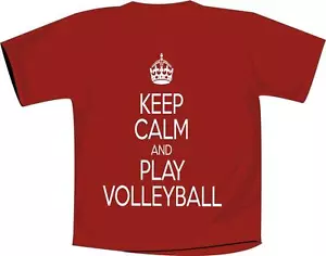 Keep Calm And Play Volleyball T Shirt Red - Picture 1 of 1