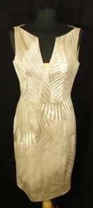ELIE TAHARI Designer Beige Pencil Sleeveless Lined Summer Dress Uk 12 Eu 40 - Picture 1 of 10