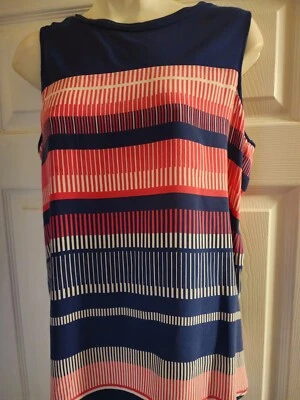 Camiseta sin mangas Tommy Bahama para mujer 100 % seda a rayas azul marino rosa intenso talla PS Foto 1 de 4