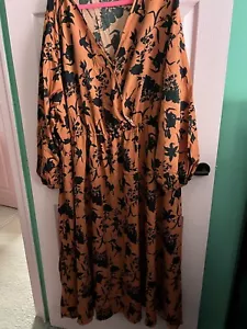 Boohoo Chic Wrap Dress Copper & Navy Size 34 - Picture 1 of 6