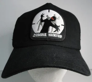 Zombie Hunter Logo Embroidered Patch on Black Trucker Cap/Hat - Picture 1 of 3