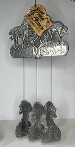Vintage Carson Pewter Giraffes Large Wind Chimes - Picture 1 of 3