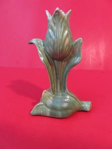 Vintage grüne Keramik Kunstkeramik Tulpenknospe Vase - Bild 1 von 6