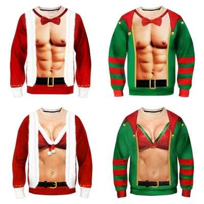 BLUE PLANET FANCY DRESS Felpa natalizia divertente maglione pullover confezione da sei o sexy bikini maleducato novità