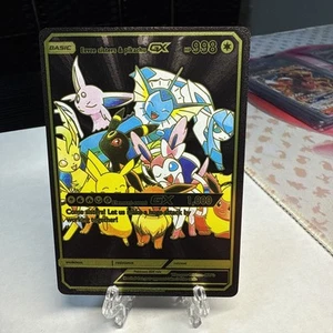 Eevee Sisters & Pikachu GX Black And Red Foil Fan Art Display Hp998 💥💥💥💥 - Picture 1 of 2