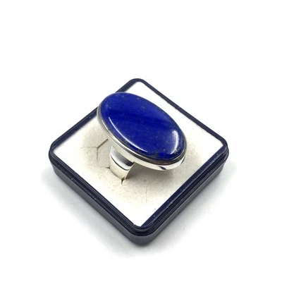 Anello uomo sigillo lapislazzuli argento 925 gioiello blu 19,4 mm / 61... - Immagine 1 di 4