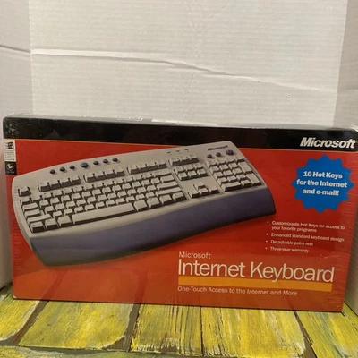 Microsoft Internet PS/2 Keyboard 2001 Hot Key W/Palm Rest NIB - Image 1 of 4