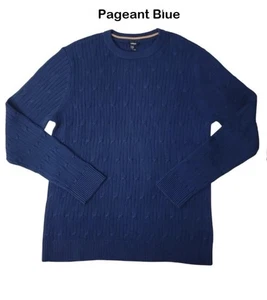 Express Herren 100 % Baumwolle Rundhalsausschnitt warm Zopfmuster Pullover blau Größe Small - Bild 1 von 2