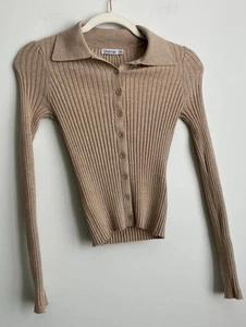 Ghanda brown tan top size XS button up long sleeved - Picture 1 of 3