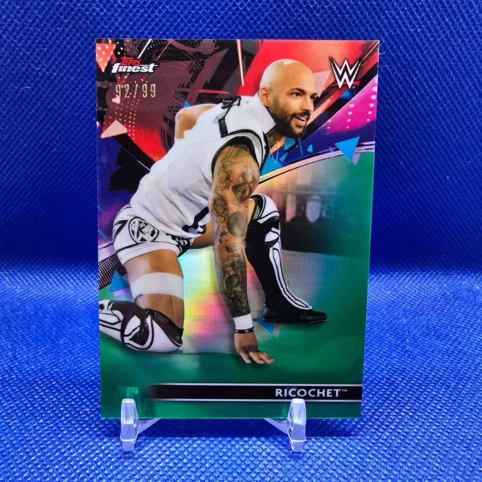 2021 Topps Finest WWE Green Refractor /99 Ricochet #33 - Image 1 of 2