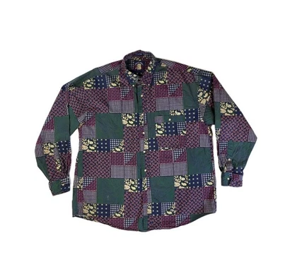 Salty Dog Gant Shirt Men's L Imperial Poplin Paisley Patchwork Green Blue Red - Image 1 of 4