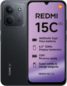 Redmi 15C 5G, Smartphone 4+128GB, Display 6,9" 120Hz, Mediatek Dimensity 6300, P - Foto 1 di 12
