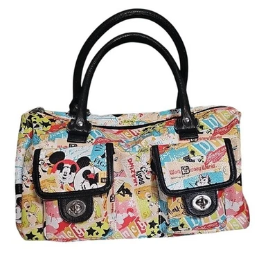 Bolso de Mano Tira de Cómics Parques Disney Amarillo Rosa Bolso Mediano con Almacenamiento Externo Foto 1 de 4