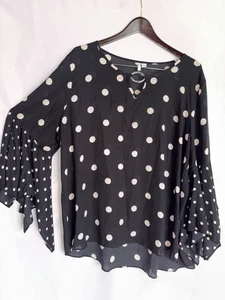 Est. 1946 Top 18 Black Polka Dot Silver Accent Work Business Casual 249 - Picture 1 of 5