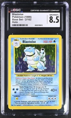 CGC 8.5 Blastoise 1999 Base Set 2/102 Holo Pokemon Card - Image 1 of 2