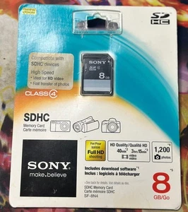 New Sony 8GB SDHC Class 4 SD Memory Card SF-8N4/QT - Factory Sealed - Picture 1 of 2