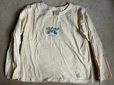 Camisa Life Is Good Talla Niñas Grande 12 Snowboarder Invierno Manga Larga Crema Foto 1 de 4