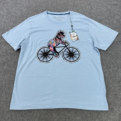 Camisa Robert Graham Para Hombres Grande Periwinkle Corteza y Bicicleta Gráfico Calce Clásico Camiseta Foto 1 de 4