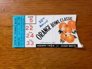 32nd Annual Orange Bowl Classic Football Ticket Stub 1966 Alabama vs Nebraska - Picture 1 of 2