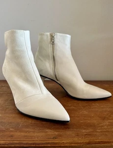 Rag & Bone New York Women’s 39 Ivory Leather Suede Pointed Toe Ankle Boots Italy - Picture 1 of 10