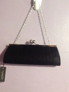 NEW WOMEN'S ROLLING SAGE BLACK PLEATED EVENING BAG NWT - Picture 1 of 5