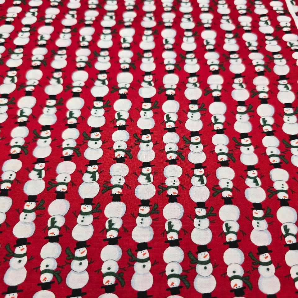 Share the Joy Deb Strain for Moda Red/White Snowmen Fabric 43" Wide 0.75 Yard - Image 1 of 4