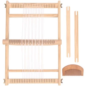 QJH Holz Multi-Handwerk Webstuhl 19,6"L x 15,3"W Kette Rahmen Webstuhl Litze Stange f - Bild 1 von 21