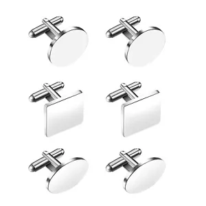 6pcs Men's Tuxedo Cufflinks Shirt Cuff for Wedding Groom Business Free Engraving - Picture 1 of 9