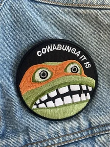 Teenage Mutant Ninja Turtles Meme Cowabunga Embroidered VELCRO® Patch - Picture 1 of 4