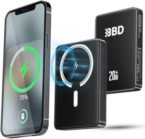 BBD 12000mAh Magnetic Portable Charger Power Bank For iPhone,1 Pack 20w Fast Cha - Picture 1 of 7