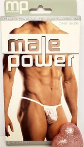 Mens Underwear Posing Strap G-String One Size White Strech Lace Male Power - Picture 1 of 6
