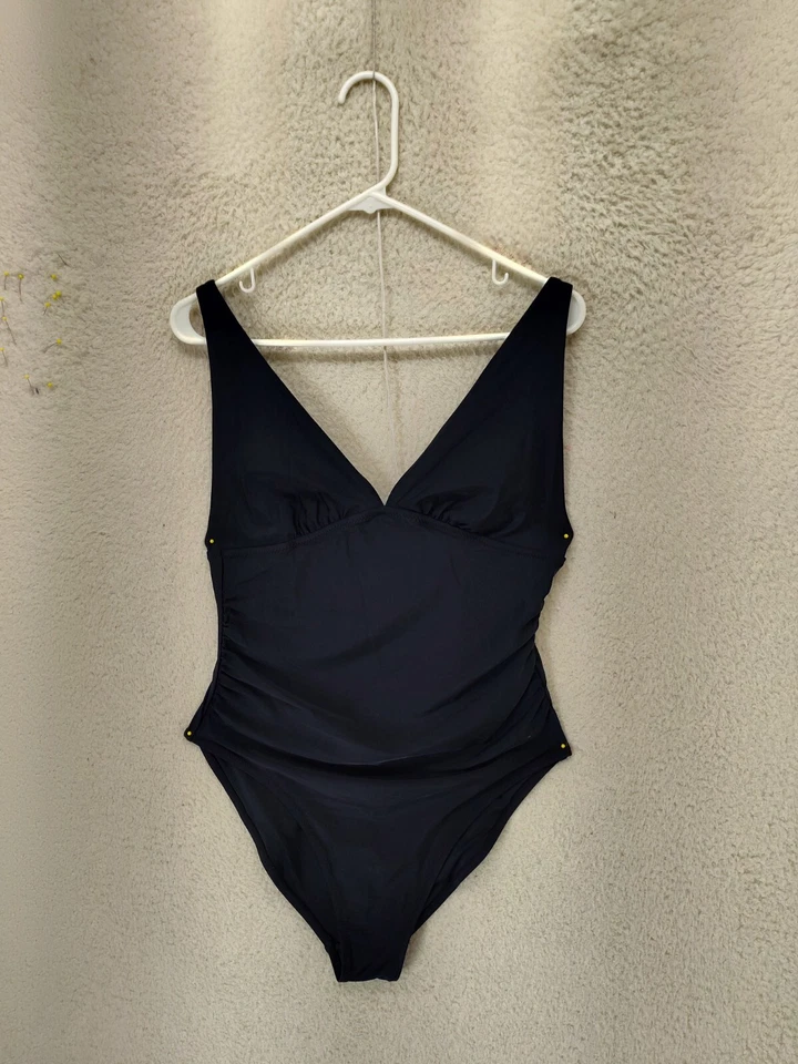 Traje de baño Old Navy para mujer grande negro mezcla de poliéster cuello en V body de una pieza Foto 1 de 4