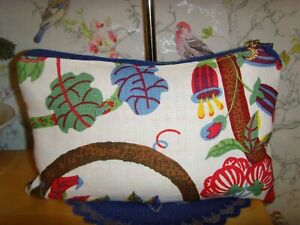 F MADE IN JOSEF FRANK BARANQUILLA FLORAL  FABRIC COSMETIC CLUTCH PURSE QUILTED