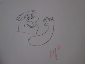 Fred Flintstone smoking cigarette Winston 1961 commercial cel Drawing - Picture 1 of 2