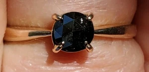 Black Diamond Round Cut Solitaire Ring 10kt Solid Yellow Gold - Picture 1 of 12