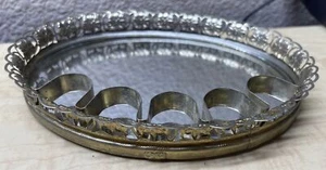 Vintage Mirrored Vanity Tray Gold Filigree MCM Metal W/ 5 Lipstick Holder Slots - Picture 1 of 12